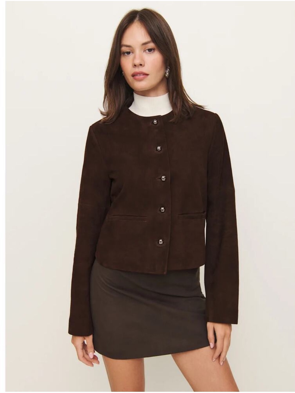 Nwt Reformation Veda Reed Suede Jacket Brown Medium
